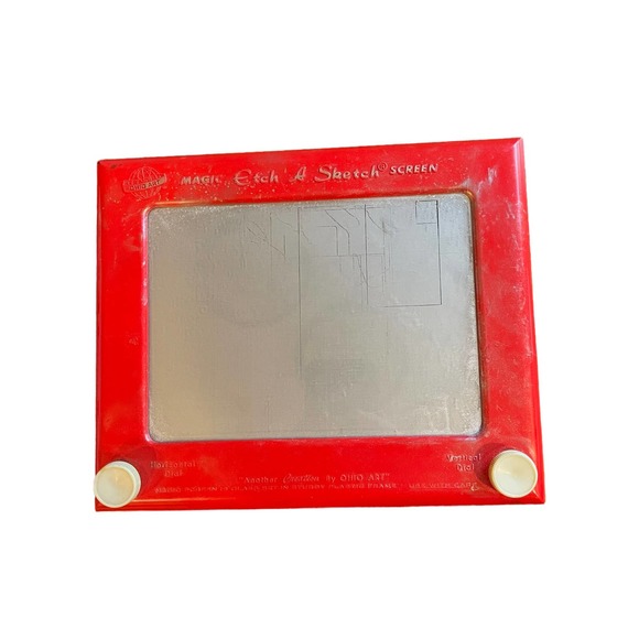 Etch A Sketch Vintage Screen 1980 Drawing Board Classic Toy Red & Gray Age 5+ - Picture 1 of 9